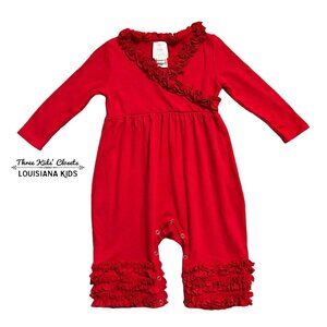 Lemon Loves Layette 12-18m Red Ruffle Jumpsuit Romper